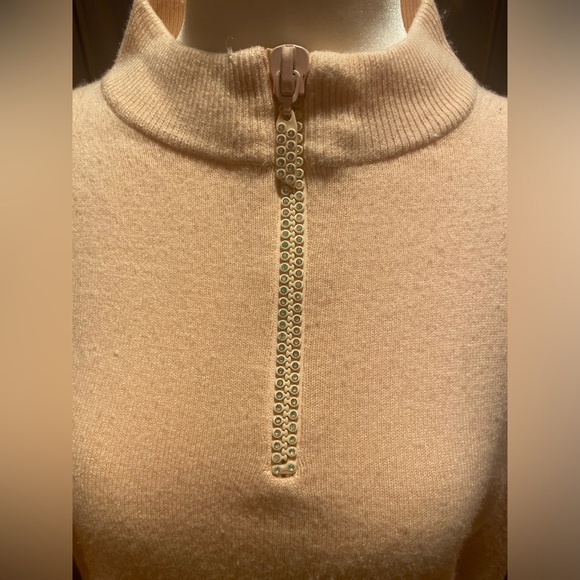 Mercer Street Studio Women’s Rhinestone Zipper Mock Neck Sweater – Cream, XL - Picture 2 of 4